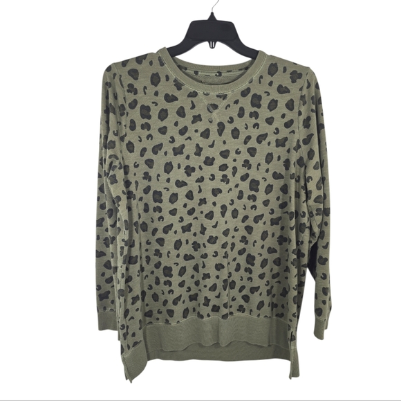 {Sonoma} Women's Olive and Black Leopard Print Swearshirt - Size XXL - Picture 4 of 11